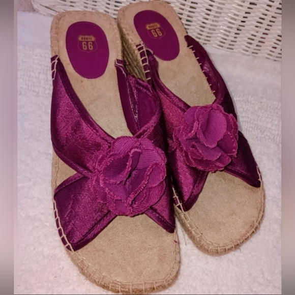 Route 66 ~ Purple Rosette Espadrille Wedge Sandals | NWOT - Picture 9 of 9